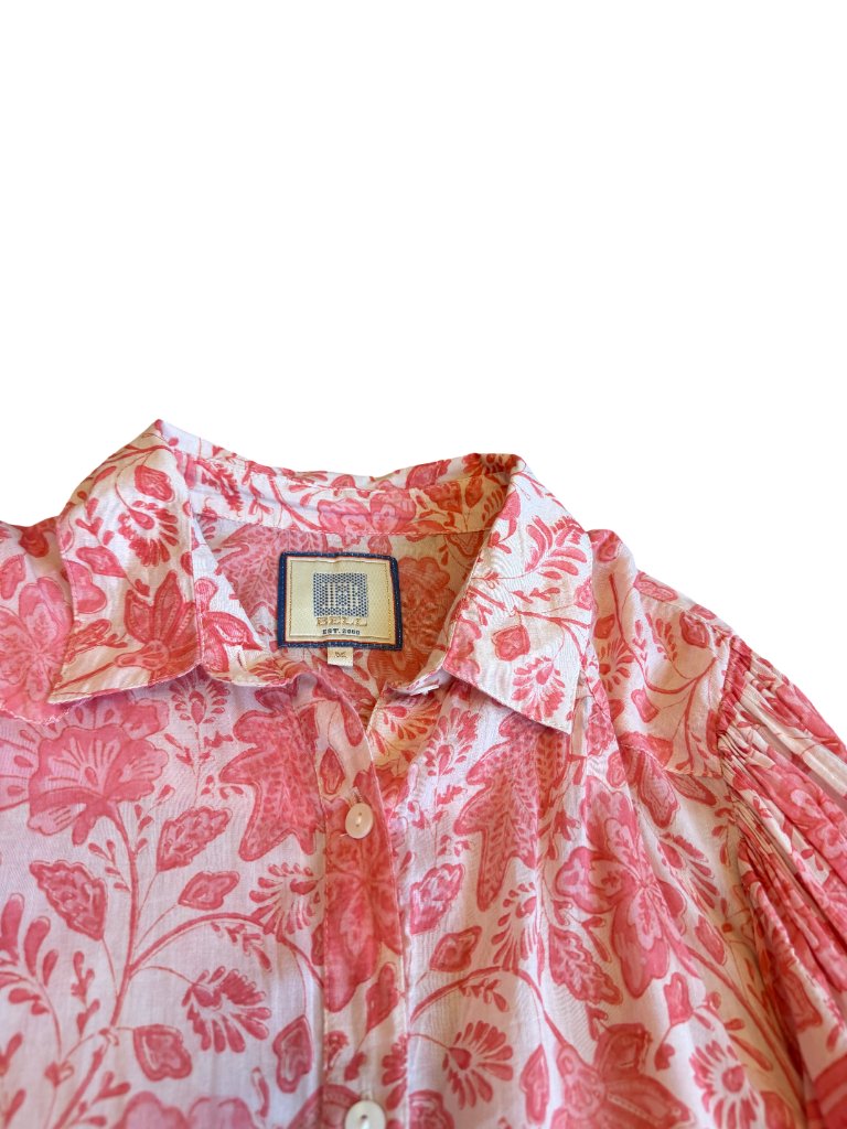 Bell By Alicia Bell Pink Floral Block Print Maxi Shirtdress Luxury Medium Womens — image 3 of 8